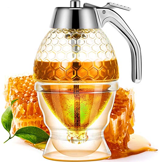 Honey Dispenser Juice Syrup Pot Jar For Kitchen Bee Drip Storage 200ml